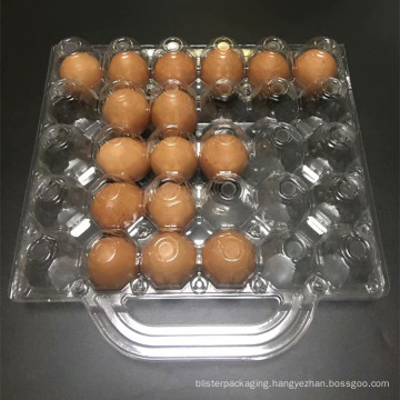 Good quality PET Disposable plastic blister clamehsells egg tray chicken egg cartons 30  eggs packers with handle